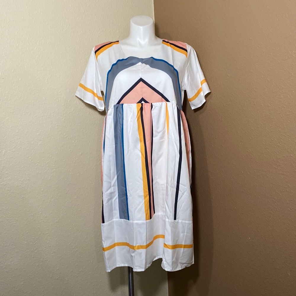 Curvedream striped dress XXL